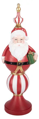 Image de Décoration de Noël Clayre & Eef avec éclairage LED : Père Noël 19 x 16 x 57 cm / 3 piles AA, rouge, en plastique