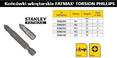 Zdjęcie produktu dla Stanley STA61181-XJ, 1 szt., Pozidriv, PZ2, 50 mm, Sześciokątny