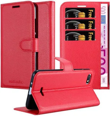 Obrázok produktu pre Cadorabo puzdro pre Xiaomi RedMi 6A ochranný kryt v červenej farbe puzdro na mobilný telefón kryt magnetické zatváranie