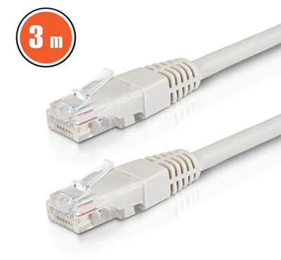 Produktbild von Patchkabel Cat6 UTP – 3 m – CCA – Vorkonfektioniert – Netzwerkkabel – Grau – 1 Stück [20344]