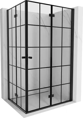 Produktbild von Mexen Mist-F Duo Falttür-Duschkabine 70 x 95 cm, schwarze Gitter, schwarz - 8A6-070L-095P-70-77