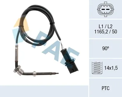 Produktbild von FAE 68044 Abgastemperatursensor für FIAT Doblo Cargo (223) M14x1,5 1165mm