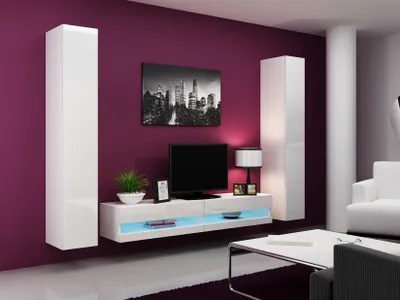 Produktbild von Mediawand Wohnwand 3 tlg - SENTIC 4 - Weiss Hochglanz inkl.LED
