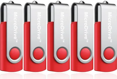 Produktbild von 5x 16GB USB 2.0 Stick Flash USB Drive Swivel USB Flashdrive Speicherstick Memorystick Farbe: Rot