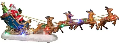 LED-Weihnachtsszene: Weihnachtsmann im Schlitten, 10 LEDs, 14x35,5 cm