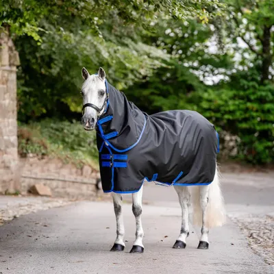 Immagine prodotto di Coperta da paddock Horseware, taglia 125 - Amigo Ripstop 900D Plus, modello Pony Turnout, 100 grammi - Colore: nero/blu classico