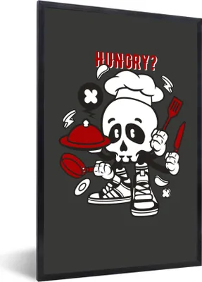 Produktbild von MuchoWow® MuchoWow® Gerahmtes Poster Vintage - Skelett - Kochen 60x90 cm - Poster mit zchwarzem Bilderrahmen - Kunst