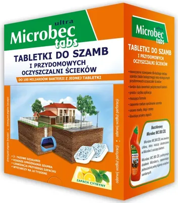 Obrázek produktu pro Microbec Tabletki do szamb i przydomowych oczyszczalni ścieków, cytryna, 16 x 20g