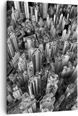 Produktbild von Bild auf Leinwand - Leinwandbild - Einteilig - Wolkenkratzer mit Berge - 50x70cm - Wand Bild - Wanddeko - Wandbilder - Leinwanddruck - Wanddekoration - Leinwand bilder - Wandbild - PA50x70-4453