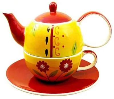 Produktbild von Tea for one 4tlg Set Teekanne Teetasse für eine Person aus Keramik Serie Danja