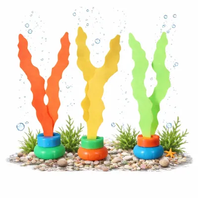 Produktbild von Tauchringe & Tauchstäbe für Kinder & Erwachsene – Wasserspielzeug für Pool, Schwimmbad & Tauchspiele (3x Seegras)