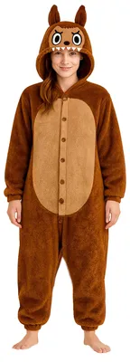 Produktbild von Monster Damenkostüm Plüsch Overall braun - L (42-44)
