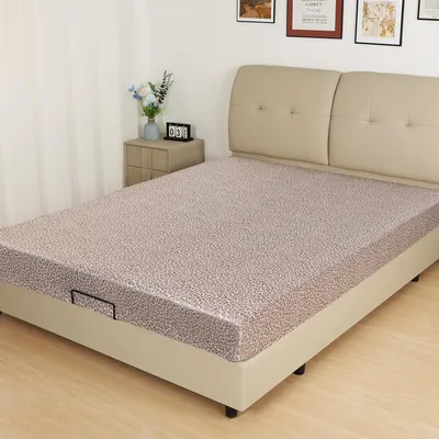 Productafbeelding van Satin Hoeslaken, Zijdezacht Polyester Satijn Weefsel, 36 cm Diepe Zakken met Elastieke Hoekbanden, 140 x 200 x 36 cm, Crème Luipaard