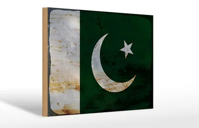 Produktbild von Holzschild Flagge Pakistan 30x20cm Flag of Pakistan Rost