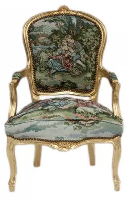 Produktbild von Casa Padrino Barock Salon Stuhl Gobelin / Gold