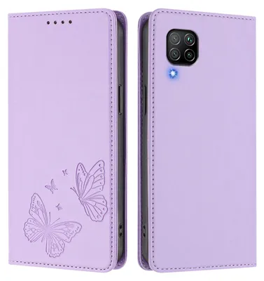 Produktbild von Lederhülle für Huawei P40 Lite, Schmetterling Prägung Leder Brieftasche Schutzhülle mit Ständer Violett