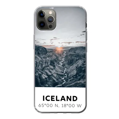 Produktbild von MuchoWow® Handyhülle Schutzhülle Hülle für iPhone 12 Pro Max Island - Sonne - Berge Silikon Softcase Handy Hülle - Hartschale