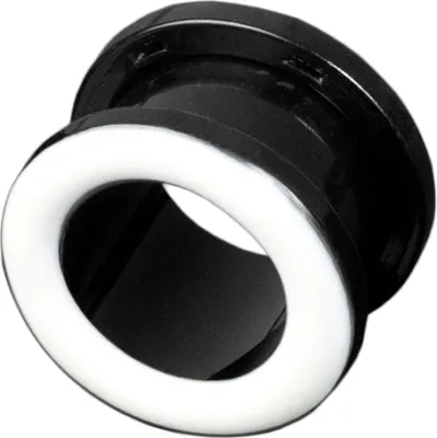 Produktbild von viva-adorno 1 Stück 8mm Flesh Tunnel Acryl Ohrpiercing Schwarz zum Schrauben farbiger Ring zweifarbig Größe 3 - 14mm Z428sw, weiß