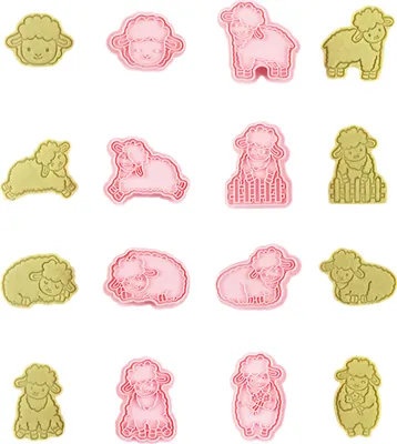 Image de CANDeal Set d'emporte-pièces Animaux-Moutons Avec Tampons, Outils de Pâte à Pâtisserie Zoo, Moules de vacances, Moules à biscuits PP écologiques Pour Enfants, Cuisine de fête décorative, Accessoires pour gâteaux