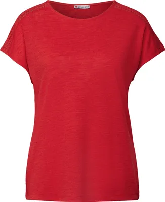 Produktbild von Street One Rundhalsshirt 'Shirt mit Spitzendetail', A323146, glory red, Gr. 40