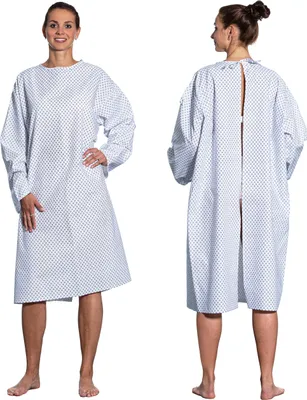 Image de Chemise de patient - avec manches longues et paire de rubans - 110 cm - blanc-bleu - unie, Image générée par une IA