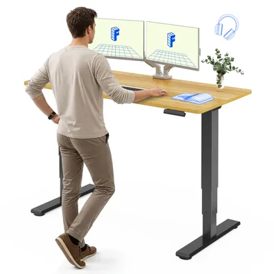 Produktbild von FlexiSpot höhenverstellbarer Schreibtisch elektrisch 120x80cm mit Dualmotor, 25MM einteiliger Tischplatte&3-fach Teleskop EC5 LITE (Ahorn)