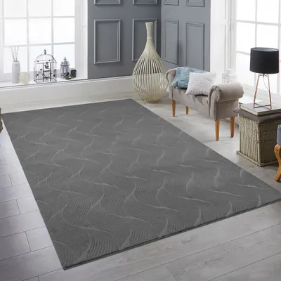 Obrázek produktu pro Útulný koberec s krásným vlnkovým vzorem v antracitové barvě Velikost - 200 x 280 cm