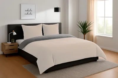 Obrázek produktu pro Heimtexland Teddy Flanell oboustranná ložní souprava I zimní povlečení I příjemně měkké a teplé I 2 polštáře 80x80 I přikrývka 200x200 I Cashmere Touch dárek k Vánocům Typ751 krémová