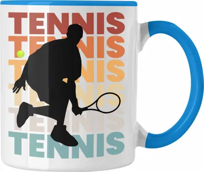Produktbild von Trendation - Tennis Mann Geschenk Trainer Coach Tennisspieler Geschenkidee Kaffeetasse (Blau)