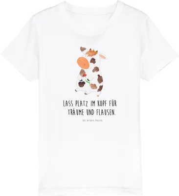 Produktbild von Mr. & Mrs. Panda Kleinkinder T-Shirt Kuh 5-6 Jahre (110/116) - Weiß - Geschenk, Bauernhof, Teenager, Kinder Baumwollshirt, Milch, Kühe, Hof, Kindershirt, Öko, Spruch