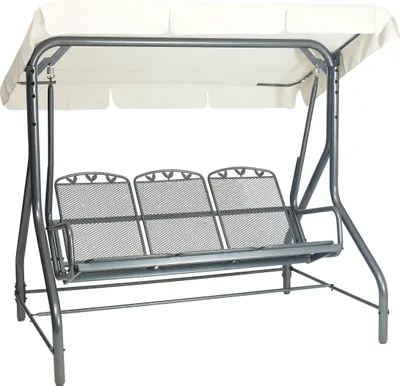 Produktbild von greemotion Hollywoodschaukel 3-Sitzer Toulouse Gartenschaukel mit Dach grau 196x168x120 cm