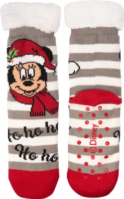 Produktbild von Disney Mickey Mouse Hüttensocken - Haussocken für Damen Kuschelsocken Flauschige Wintersocken warme Frauen Socken Grau/Weiß, Größe:35-38