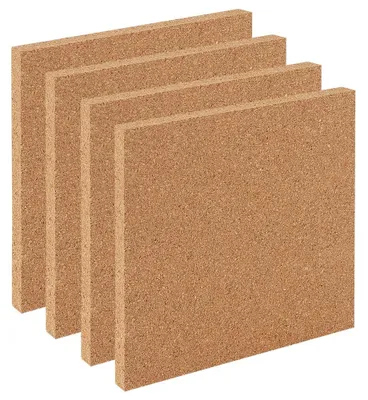 Image de 4 tableaux en liège carrés, 15 x 15 cm, épaisseur 10 mm, tableaux à punaises, tableaux en liège, panneaux décoratifs pour la décoration murale
