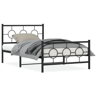 Produktbild von vidaXL Bettgestell mit Kopf- und Fußteil Metall Schwarz 107x203 cm