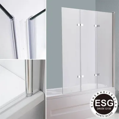 Immagine prodotto di Box doccia in vetro 140x130 cm Effetto NANO Parete pieghevole per vasca da bagno Girevole Accessorio