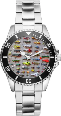 Produktbild von KIESENBERG Herrenuhr Armbanduhr Angel Angelköder Angler Geschenk Fan Artikel Zubehör Fanartikel Analog Quartz Uhr 6103