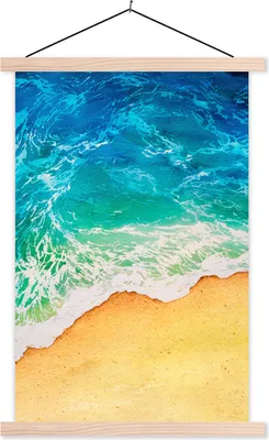 Produktbild von MuchoWow® Textilposter Meer - Golf - Strand 40x60 cm mit holzfarbenen Rahmen - Poster