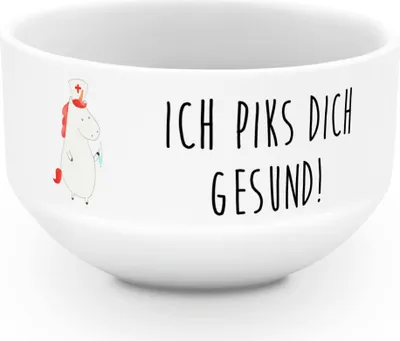 Produktbild von Mr. & Mrs. Panda Schüssel Einhorn Krankenschwester - Weiß - Geschenk, Snackschale, Müslischüssel, Unicorn, Ärztin, Krankenhaus, Porzellan Schale, Obstschale
