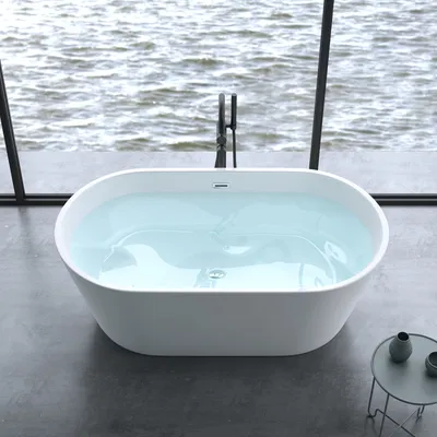 Produktbild von doporro Freistehende Design-Badewanne oval Vicenza520OA 150x79x59cm inkl. Ablaufgarnitur und Überlauf aus Acryl in Weiß und DIN-Anschlüssen
