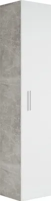 Produktbild von Badplaats Badezimmerschrank Pluto 30 x 30 x 150 cm Beton Grau mit Weiß Matt - Hoch Badschrank mit 1 Tür
