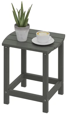 Image de Table de balcon compacte, table de jardin résistante aux intempéries en HDPE, table d'appoint pour l'extérieur, table de camping, couleur grise | Résistante aux intempéries | 4,5 kg | 48x37x46 cm