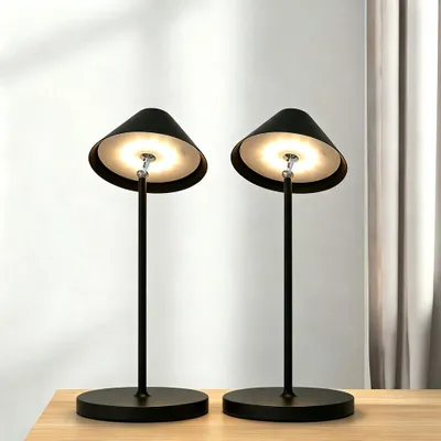 Image de Lampe de table LED rechargeable, lot de 2 - Lampe de chevet romantique à aimant, éclairage d'ambiance, lampe décorative sans fil pour balcon, restaurant, cadeaux