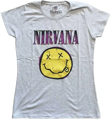 Produktbild von Nirvana Xerox Happy Face Pink Heather Grey L Damen T-Shirt