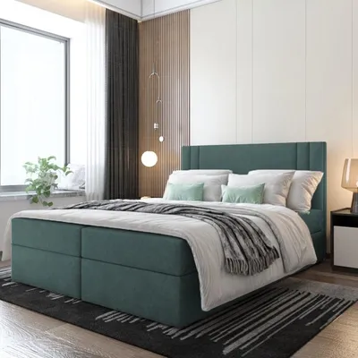 Produktbild von Bett, Boxspringbett RALI mit Bonell-Matratze und OHNE Topper, 2 Bettkästen, Doppelbett, Stauraum 180x200 cm (Grün - Itaka 10)