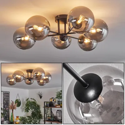 Produktbild von Isorella Deckenlampe aus Metall/Glas in Schwarz/Rauchfarben
