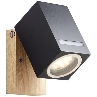 Produktbild von Außen Wandspot, 10x7 cm, GU10, max. 20W, IP44, schwenkbar, Metall/Glas