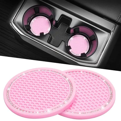 Productafbeelding van Bekerhouder auto - Antislip onderzetter - 6,8 cm - Roze - 2 stuks - Voor in de auto