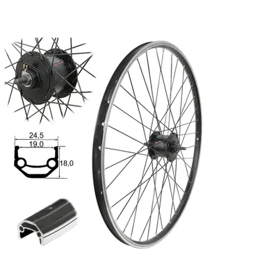 Produktbild von Vorderrad MTB 27,5 Zoll Shimano Nabendynamo V-Brake Hohlkammerfelge 650B schwarz