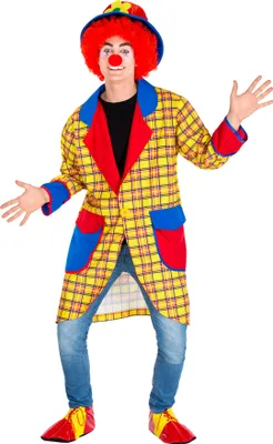 A person wearing a clown costume.