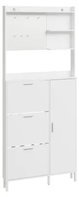 SoBuy Schuhschrank FSR232-W weiß mit 3 Schubladen und offener Seite im modernen Design